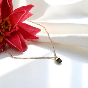 Collier avec pendentif en pierre de naissance émeraude, pierre précieuse naturelle de 8 à 10 mm |   Collier chaîne de 18 pouces pour femmes - Product Image 3