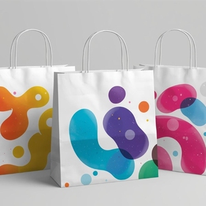 Sac en papier textile réutilisable, logo de marque personnalisé imprimé, sac de shopping de luxe, sac écologique pour l'emballage des vêtements - Product Image 1