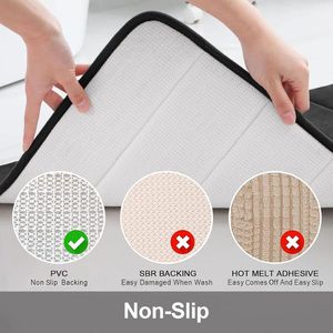 Minimalist Rectangle Memory Foam Bath Mat With <b>Rubber</b> Backing Anti Slip Solid Black For Bathroom <b>Floor</b> - Product Image 3