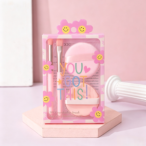 Soft Makeup Puff and Brush Set Cosmetic Sponge Face and Eye Beauty Tools Pink Purple Gift <b>Box</b> - Product Image 2