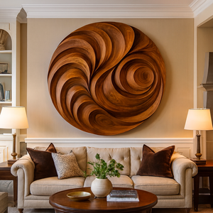 Sculpture en bois massif sculptée à la main, art déco écologique, décoration murale abstraite, anniversaire et Diwali, décoration de mariage, art mural - Product Image 5