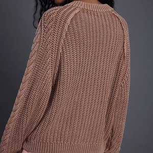 Nuevo Suéter de Punto Trenzado Corto para Mujer, Cuello Redondo, Manga Murciélago, Tejido a Mano, Grueso, para Invierno - Product Image 2