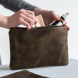 Leather Makeup Bag <b>Pouch</b> Personalized Cosmetic For Women <b>Travel</b> Personalized Gift for Her LCB-0005 - Product Image 5