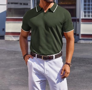 Men’s <b>Polo</b> T <b>Shirt</b> Custom Cotton Pique Short Sleeve Casual Slim Fit Regular Fit Breathable Soft Fabric Plain <b>Striped</b> Fashion - Product Image 2