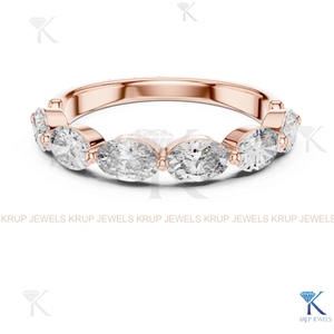 แหวนแต่งงานเพชรทรงมาร์คีส์ CVD HPHT แบบสั่งทำพิเศษ วงแหวนครึ่งวง 14K 18K ทองคำแท้ สำหรับเจ้าสาวและเจ้าบ่าว ของขวัญ - Product Image 3