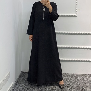 Handcrafted 3-Piece Muslim <b>Modest</b> Coats <b>Set</b> Crinkled Crepe Open Abaya Kimono Dress Long Sleeves Wrap Skirt for Autumn Outings - Product Image 4