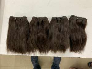 Venta al por mayor 26 pulgadas doble dibujado ligera onda Sur indio templo extensión del pelo Remy pelo recto trama cabello humano crudo - Product Image 2