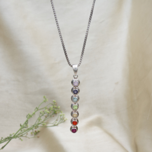 Collier pendentif en argent sterling 925 avec pierres des 7 chakras pour femmes élégantes, breloques en cristal et pierres précieuses en gros - Product Image 2