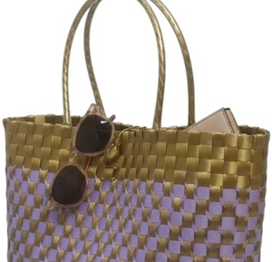 Sac fourre-tout en plastique tressé artisanal exquis et sac fait main, magnifique palette de couleurs violettes, sac de plage décontracté pour femmes - Product Image 2