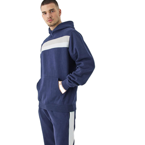 Pull à capuche surdimensionné personnalisable pour homme, taille plus, imprimé, pour l'entraînement et la course, deux pièces, confortable, 100% coton molletonné - Product Image 3