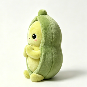 Peluche de vaina de guisante verde con cara sonriente, suave y adorable, juguete de peluche de vegetal kawaii para niños pequeños, lindo y feliz peluche de guisante. - Product Image 4