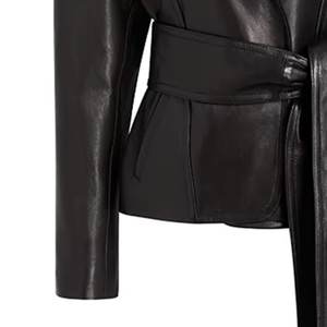 Nuevas Chaquetas Bomber de Cuero Genuino para Mujer, Estilo Vintage, Transpirables, con Logotipo Personalizado, Color Negro Liso, para Invierno, Ropa de Calle - Product Image 6