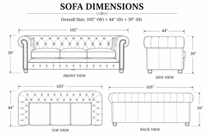 <b>Wooden</b> <b>Frame</b> Midcentury Modern Eco-Friendly Genuine Leather 3-Seater <b>Sofa</b> for Living Room Villa Warehouse-Portable Design - Product Image 2