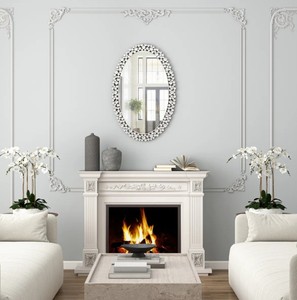 Crystal Studded Oval Wall <b>Mirror</b> – Luxury Decorative Glam <b>Frame</b> <b>Mirror</b> for Living Room, Bedroom & Home Decor - Product Image 3