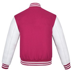 Nouvelle veste bomber universitaire en laine bleu roi et cuir noir, col montant, style universitaire, design streetwear, logo frontal - pour l'hiver - Product Image 4