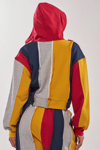 Conjunto Deportivo de 2 Piezas para Mujer, Sudadera Corta sin Mangas con Capucha y Bloques de Color, Pantalones Jogger Holgados, Tejido de Punto, Secado Rápido, Estilo Deportivo Otoñal - Product Image 4