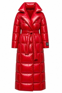 Faux Shine Long Line Puffer Jacket Women <b>Winter</b> <b>Waterproof</b> Windproof Thermal <b>Coat</b> With Belt Custom Logo - Product Image 3