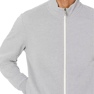 Sudadera con cuello alto y cremallera para hombre, de manga larga, estilo casual, en felpa francesa, color gris. - Product Image 5