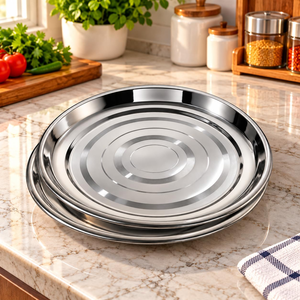 Assiettes en acier inoxydable pour la cuisine au meilleur prix, artisanat naturel, design moderne, compatibles lave-vaisselle - Product Image 6