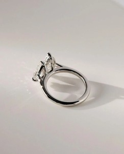 Anillo de Dos Piedras de Moissanita con Corte Marquesa en Forma de Pera, Chapado en Rodio, Plata 925, Engaste de Garras, Anillo de Compromiso y Boda - Product Image 4