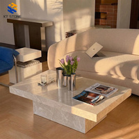 Table basse ronde en pierre naturelle pour salon, table basse en marbre vert et blanc, luxe
