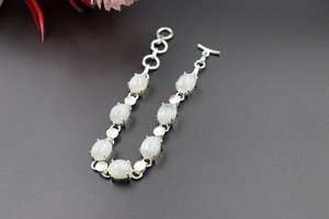 Bracelet en argent sterling avec pierre de lune naturelle, plaqué rhodium, bijoux faits à la main pour femmes, cadeau pour elle - Product Image 4