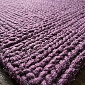 Elegante Alfombra de Lana de Color Morado Sólido, Tejida a Mano con Textura de Bucle, Diseño Decorativo Moderno para Sala de Estar y Dormitorio - Product Image 6