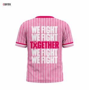 เสื้อยืดสีชมพูลายทางแบบปกติ พิมพ์ลายริบบิ้น Hope คอกลม แขนสั้น สวมใส่สบาย ระบายอากาศได้ดี ผลิตจากผ้าโพลีเอสเตอร์ถัก เหมาะสำหรับเล่นกีฬา - Product Image 2