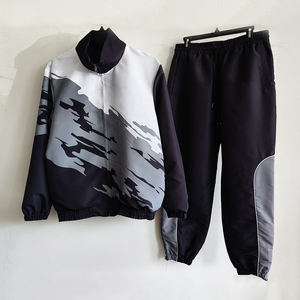 Unisex Sporty <b>Tracksuit</b> Set Full Zip Stand Collar <b>Camouflage</b> Print Polyester Quick Dry Autumn Wear With Side Pockets - Product Image 1