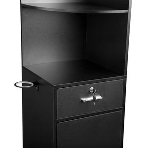Mobiletto Angolare a 3 Ripiani in Truciolato E0 da 15mm Nero Opaco, 190,5 cm (H), Durevole, con 1 Anta e 1 Cassetto, Multiuso per Salone - Product Image 6