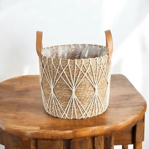 Handmade Rattan Planter <b>Basket</b> With Handle Perfect For Indoor Plants Home <b>Table</b> Balcony Garden Decorative Boho Storage <b>Basket</b> - Product Image 1