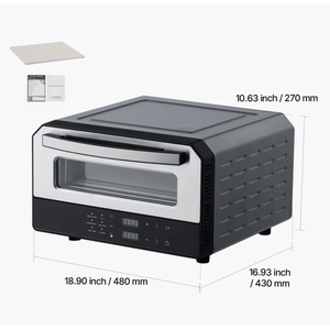Forno Elettrico per Pizza da 12 Pollici con Pietra Refrattaria, 1700W di Potenza, Capacità a 360 Gradi per Cuocere e Tostare Pizze - Product Image 1