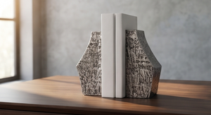 Serre-livres texturés en métal argenté, design moulé, pour la décoration de la maison et du bureau, vente en gros - Product Image 2