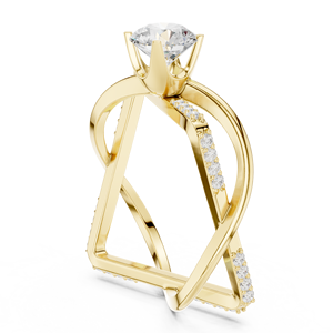 Anillo de Diamantes Solitario Geométrico Moderno Chapado en Oro Amarillo para Mujer, Joyería de Lujo para Compromiso y Boda - Product Image 2
