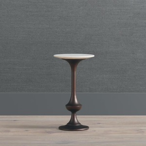 Stylish Cast Aluminum Bar <b>Table</b> <b>Slim</b> Curved Pedestal Base Smooth Round Top Durable Support Chic Contemporary Accent Piece - Product Image 5