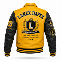 Veste universitaire en cuir jaune et noir personnalisée pour hommes, style classique Letterman, avec patchs chenille sur le devant, haute qualité OEM ODM