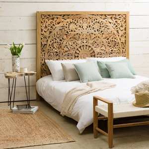 Tête de lit en bois de manguier sculpté Vandana Vista Mira - Product Image 1