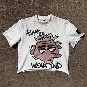 เสื้อยืดโอเวอร์ไซส์พิมพ์ลายตามสั่ง ผ้าฝ้ายออร์แกนิคที่ยั่งยืน แฟชั่นแนวสตรีท สไตล์คนเมือง เสื้อครอป - Product Image 1