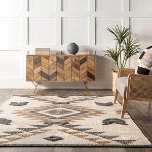 Handwoven Southwestern Solid Color Jute Area Rug Cotton Flat <b>Weave</b> Modern Extra Thick PET Friendly Non-Slip Office Floor Decor - Product Image 2