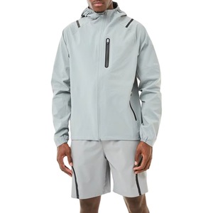 <b>Men</b> Lightweight Waterproof Hooded Sport <b>Jacket</b> With Shorts Set Full Sleeve Zipper Solid Gray <b>Summer</b> Outdoor Wear - Product Image 5