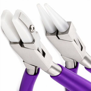 Tapered Baguette Cut Pliers Stainless Steel Jewelry Tool For DIY <b>Craft</b> <b>Wire</b> Looping Shaping Non Marring Purple Handle - Product Image 6