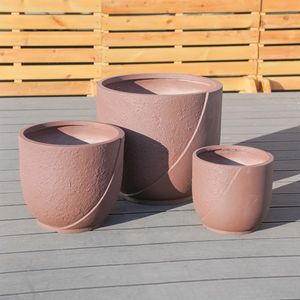 Juego de 3 Macetas para Jardín o Patio con Patrón de Cemento Sintético, Incluye Orificios de Drenaje, Macetas y Jardineras - Product Image 1