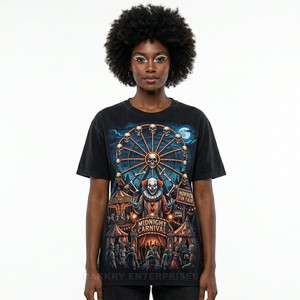 เสื้อยืดลายกราฟิกสไตล์วินเทจสีเข้มแนวสปิริตชวล ทรงโอเวอร์ไซส์ ผ้าฝ้าย สำหรับผู้หญิง ราคาโรงงาน - Product Image 4