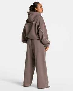 Fabricantes de Ropa Deportiva, Conjunto Personalizado de Sudadera con Capucha y Pantalones de Felpa Francesa de 500 Gsm, Ropa de Gimnasio, Conjunto Deportivo de Dos Piezas para Mujer - Product Image 4