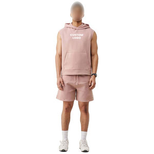 Ensemble court à capuche sans manches pour homme, entièrement personnalisé, léger, confortable, décontracté, pour la salle de sport, les activités de plein air, l'automne - Product Image 1