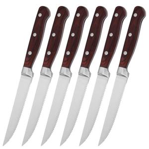 Premium Quality Stainless Steel <b>Steak</b> Knife Set of 6 Modern <b>Wooden</b> Handle Eco-Friendly Custom Logo Dishwasher Safe Chef Knives - Product Image 4
