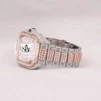 Vollständig mit Echten Diamanten Besetzte Quadratische Einfache Hip-Hop Iced Out Automatische Luxusmarken-Herrenuhr mit VVS Moissanit