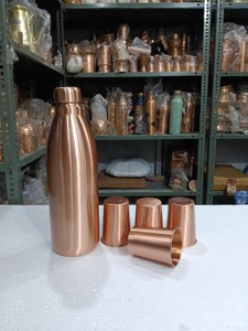 Vintage <b>Copper</b> Water Bottle with <b>Screw</b> Cap Large Capacity Leak Proof Drinkware for Home & Daily Use - Product Image 5