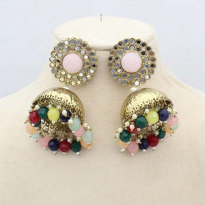 Boucles d'Oreilles Fashion Jhumki Miroir Plaqué Or 10581171ML - Product Image 1