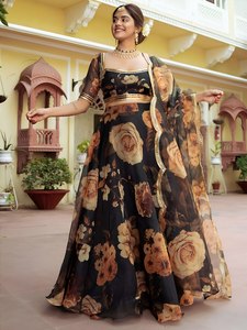 Floral Print Lehenga Choli Dupatta Set Women Ethnic <b>Dress</b> Wedding Party Outfit - Product Image 4